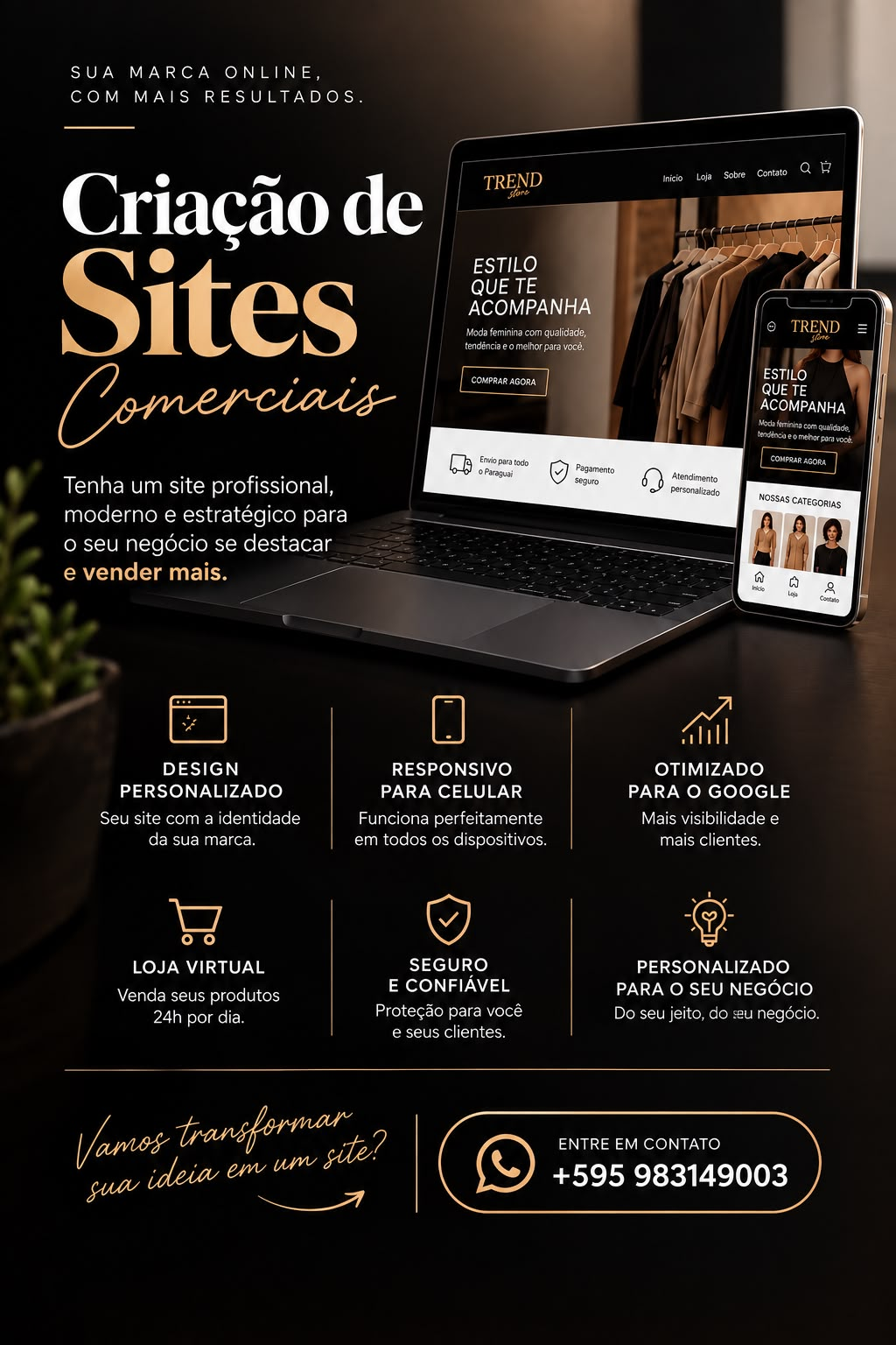 Apresentação do serviço de criação de sites comerciais